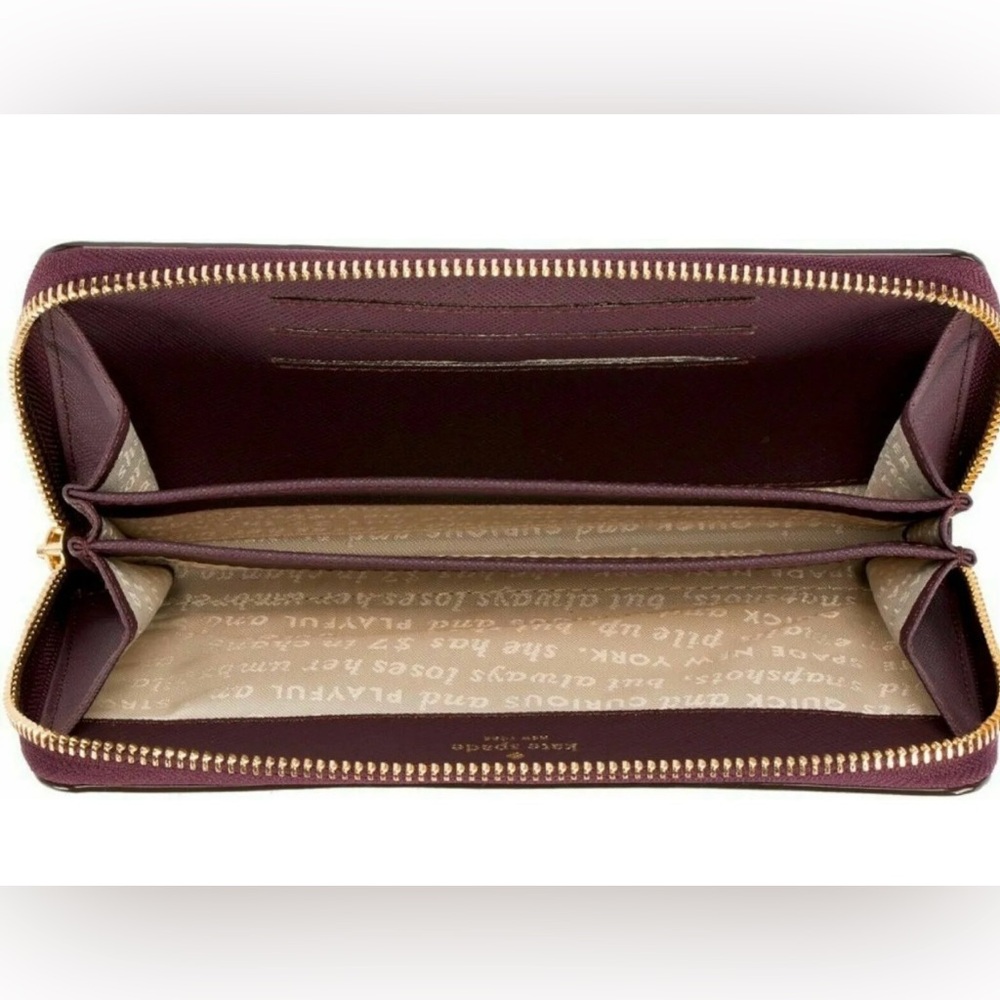 HOLD!!Authentic Kate Spade NY, Universal Zip Wristlet Wallet/Phone Case, Maroon - Picture 2 of 9